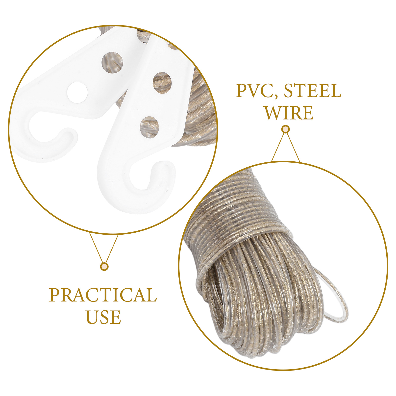 Metal PVC Coated Cloth Rope 20M Long