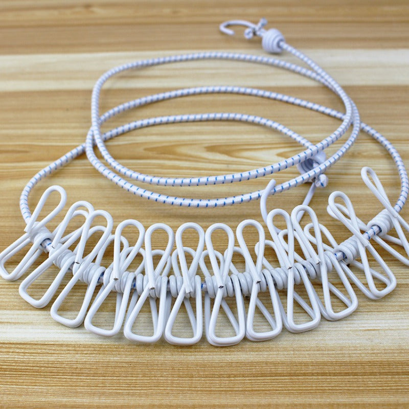 Portable Elastic Clip Rope With 12 Clips