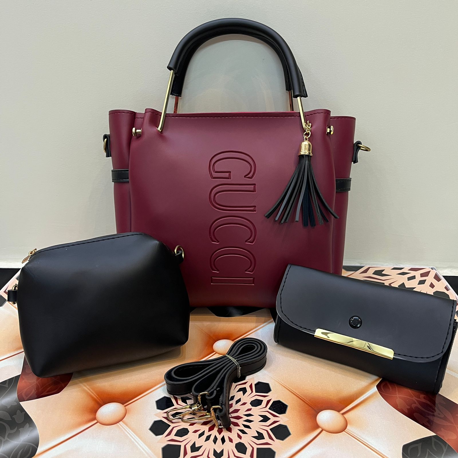 Gucci 3 PC's Set With Cloud Bag And Clutch Wallet - Ishal Design House